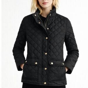 J. Crew Quilted Puffer Jacket Goose Down Black B0208 Size XS